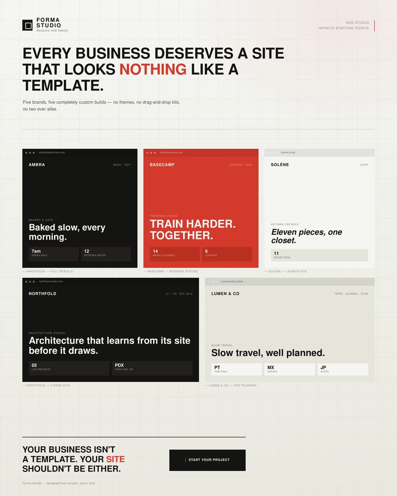Web design concept: mono red grid layout